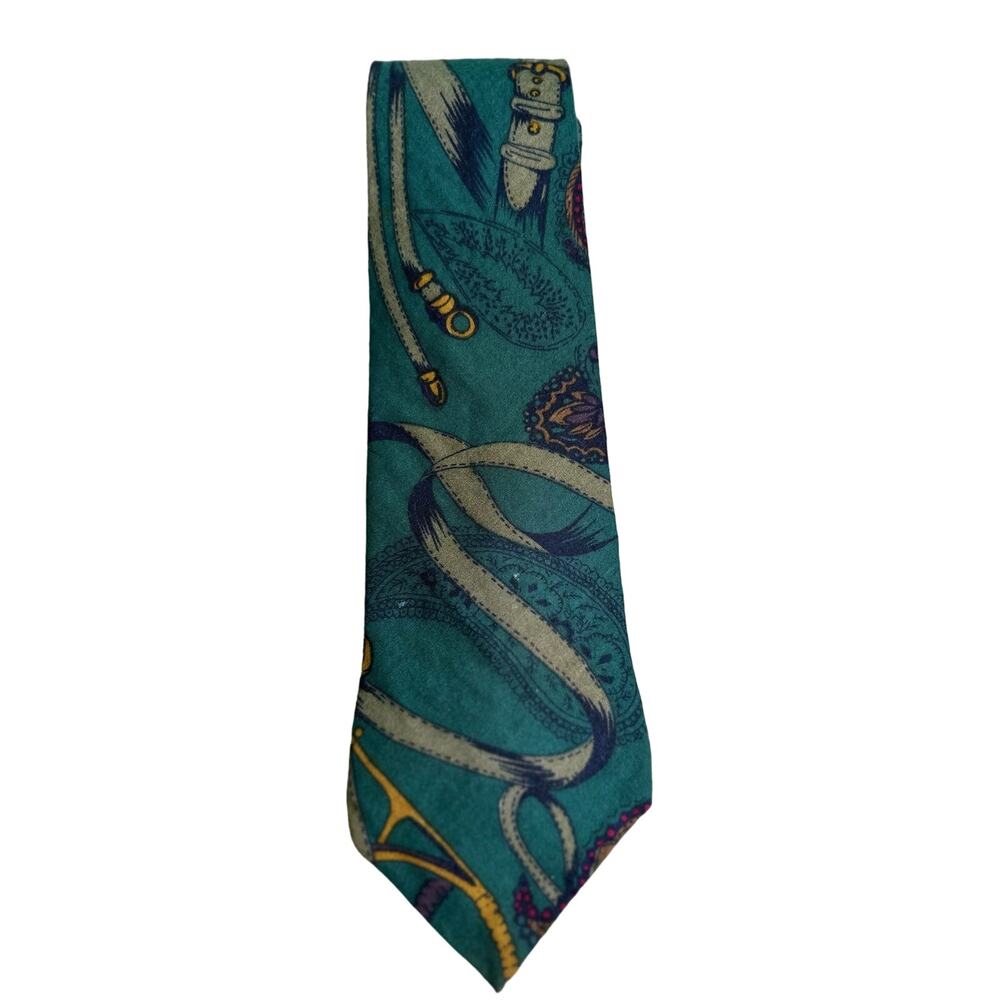 Vintage Generra Green Tie Belt and Paisley Design
